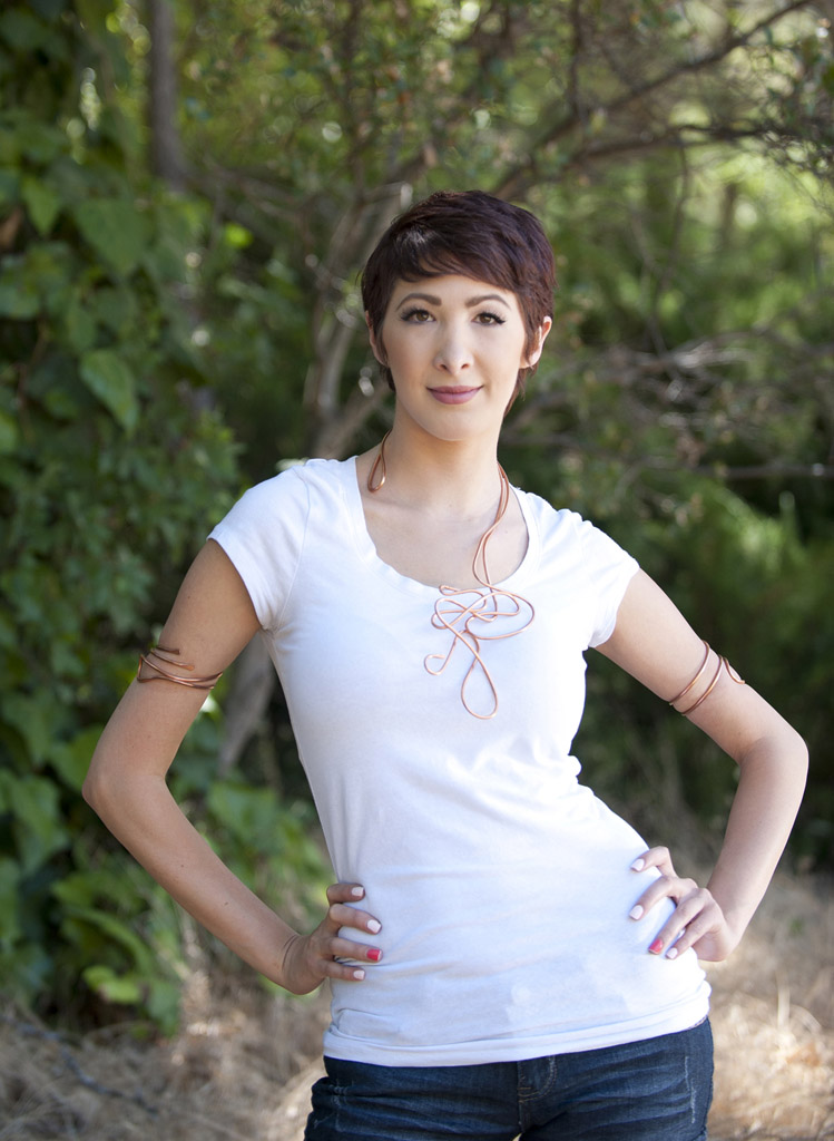 Tiffany models my newest latest Copper Space-Bender Armbands, Necklace & Earring Space-Blasters.