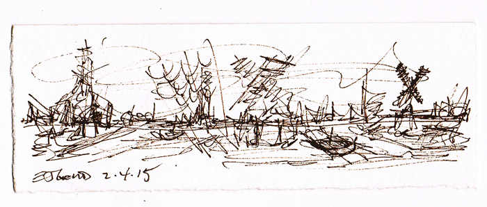 Amsterdam Canals Windy Afternoon, 2.4.15, signed & dated in the plate.
