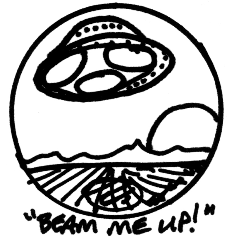 popular design "beam me up" alien visitor series.